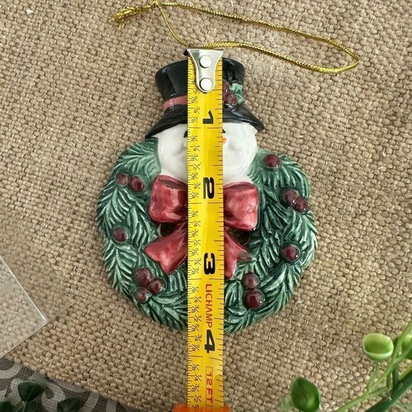 Fitz & Floyd Heirloom Collection Snowman Wreath Christmas Hanging Ornament New - Picture 5 of 5
